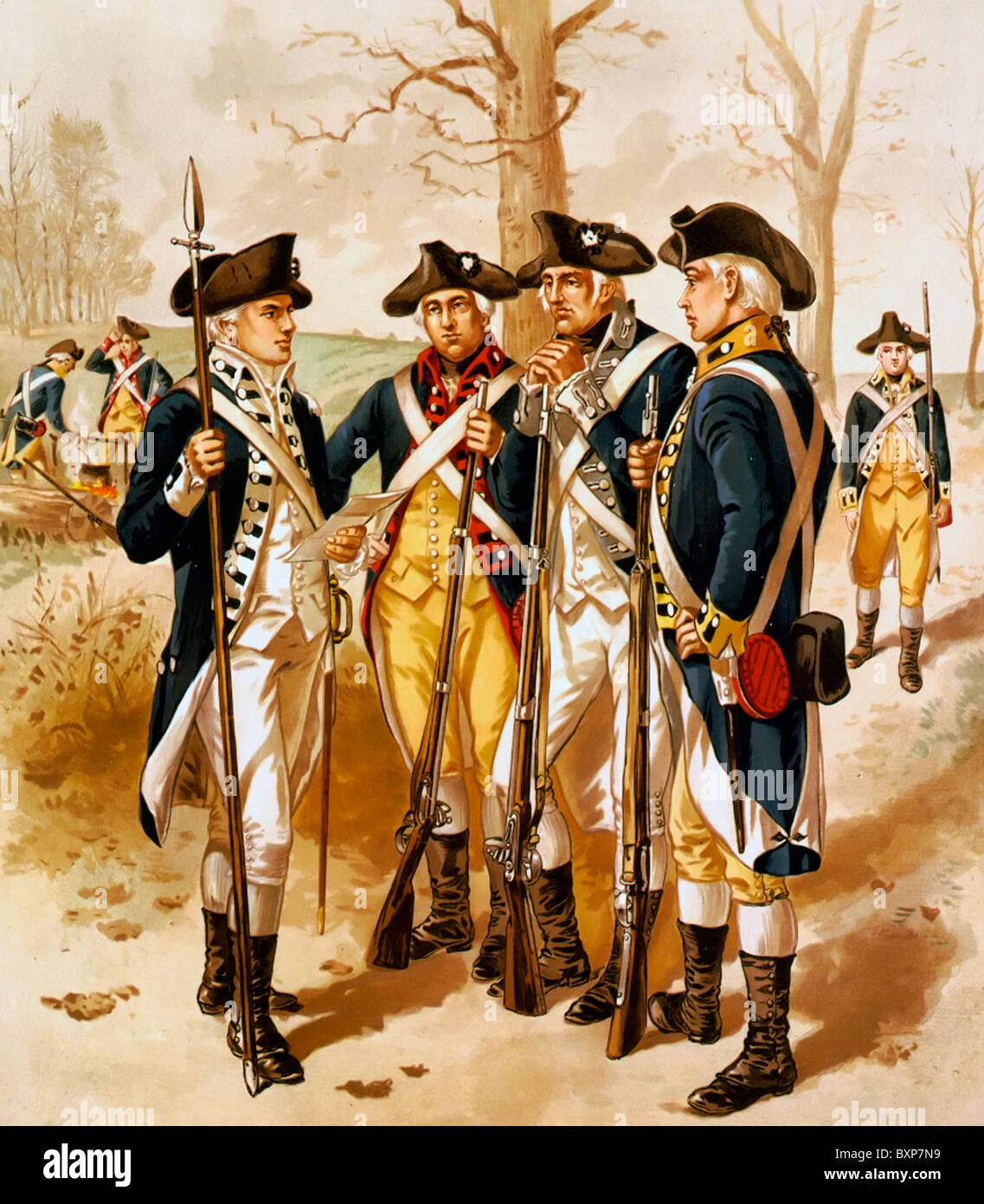La fanteria: esercito continentale, 1779-1783, USA guerra rivoluzionaria Foto Stock