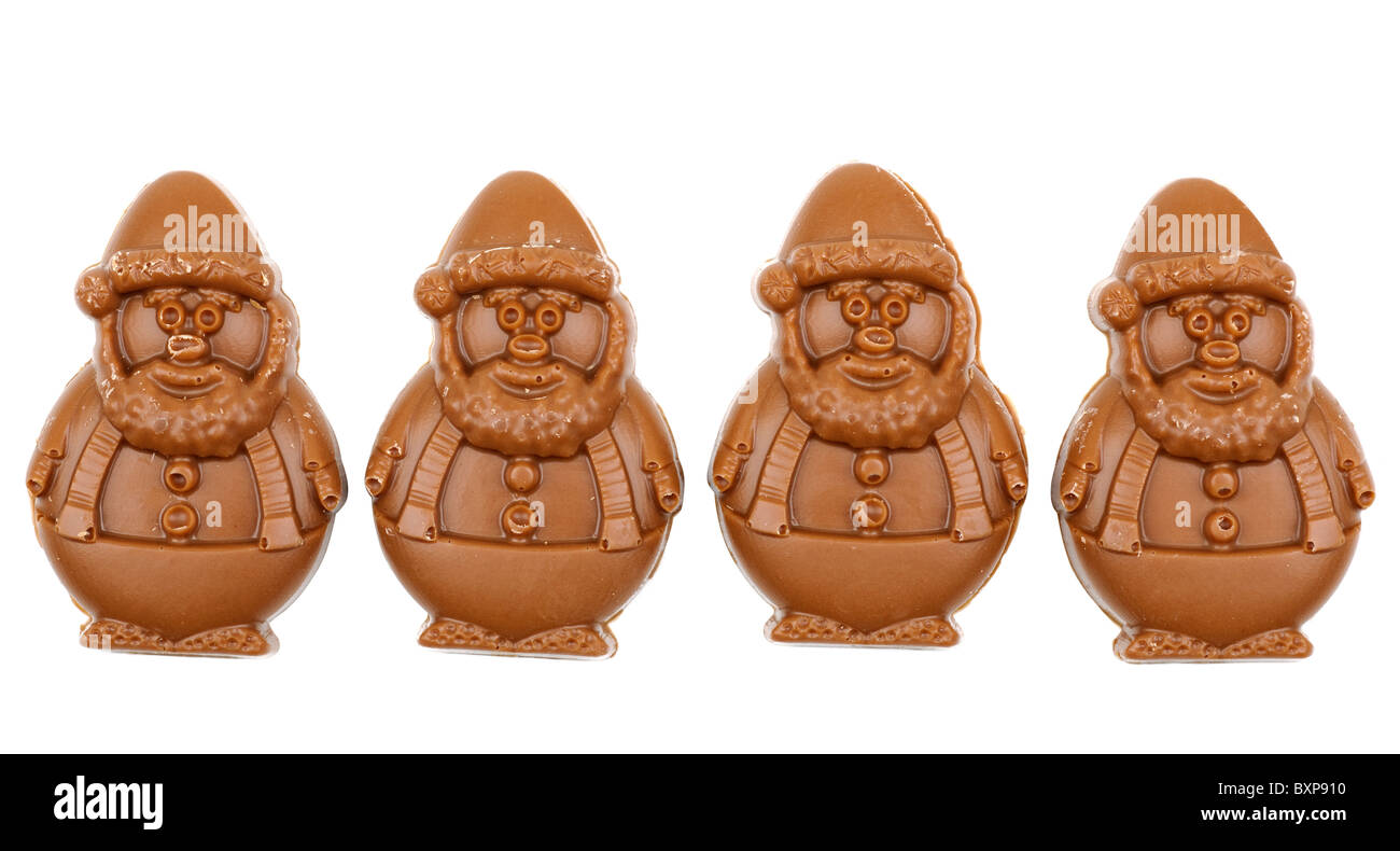 Quattro babbi natale di cioccolato dall'Hotel Chocolat" Foto Stock