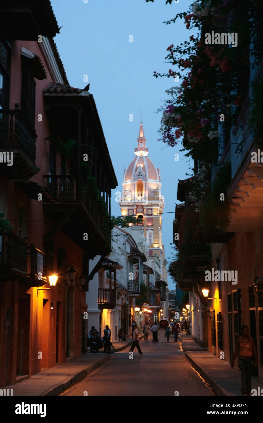 Città vecchia di Cartagena con il Duomo in background Foto Stock