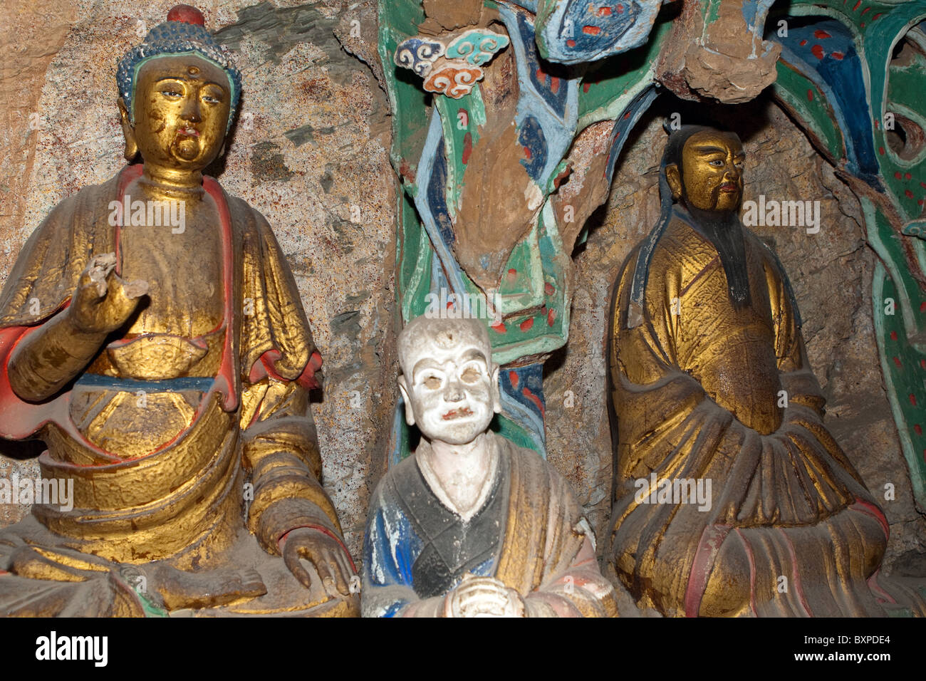 3 Religioni hall - Buddista Laotzu e. Appendere il monastero, Xuankong tempio, Datong, Hunyuan county, Cina. Foto Stock