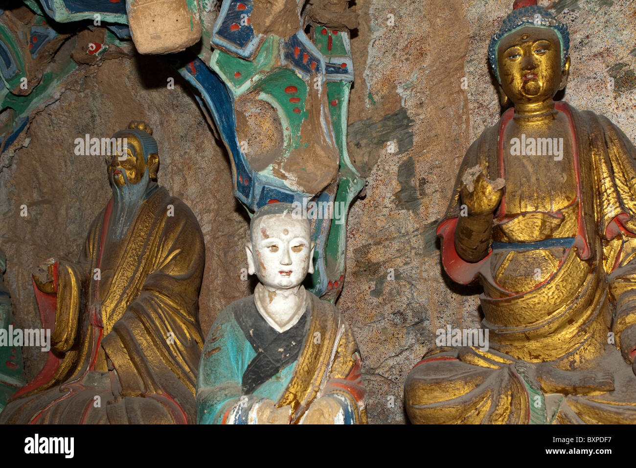 3 Religioni hall - Buddista Confuscious &. Appendere il monastero, Xuankong tempio, Datong, Hunyuan county, Cina. Foto Stock