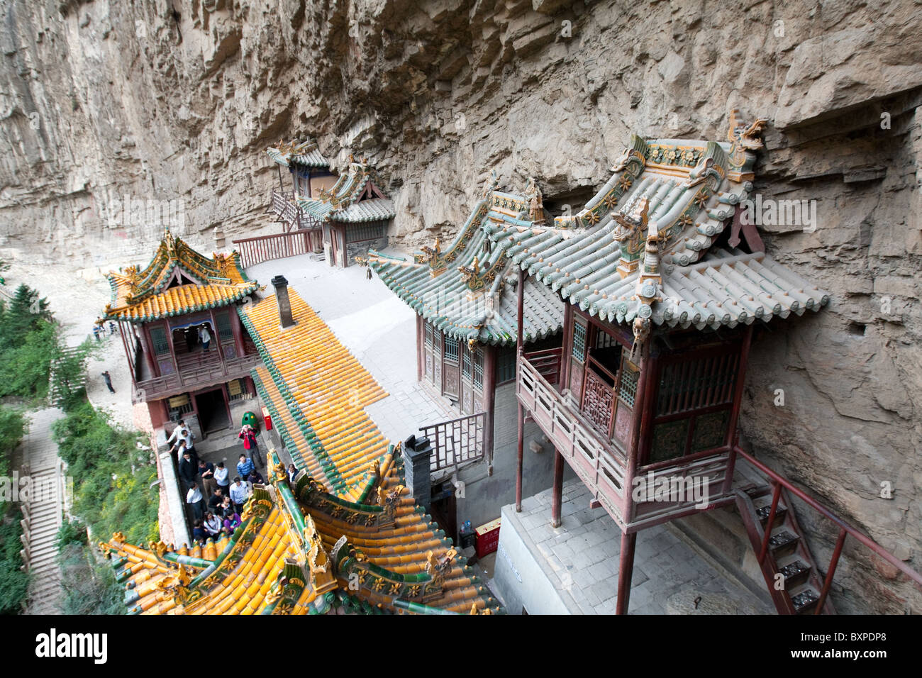 Appendere il monastero, Xuankong tempio, Datong, Hunyuan county, Cina. Da sopra Foto Stock