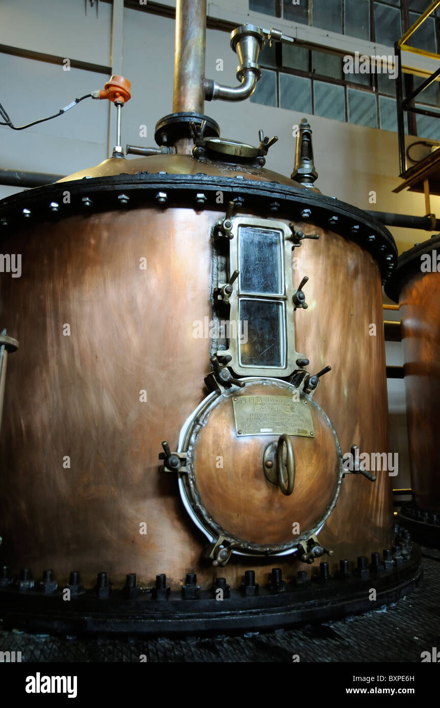 Van Ryan's Brandy distilleria in Vlottenburg Valley vicino a Stellenbosch Cape Province Sud Africa ancora in rame Foto Stock