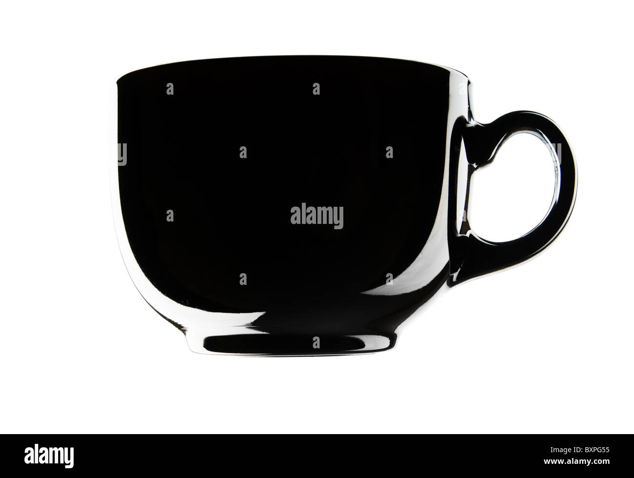 Nero a tazza vuota isolata su uno sfondo bianco Foto Stock