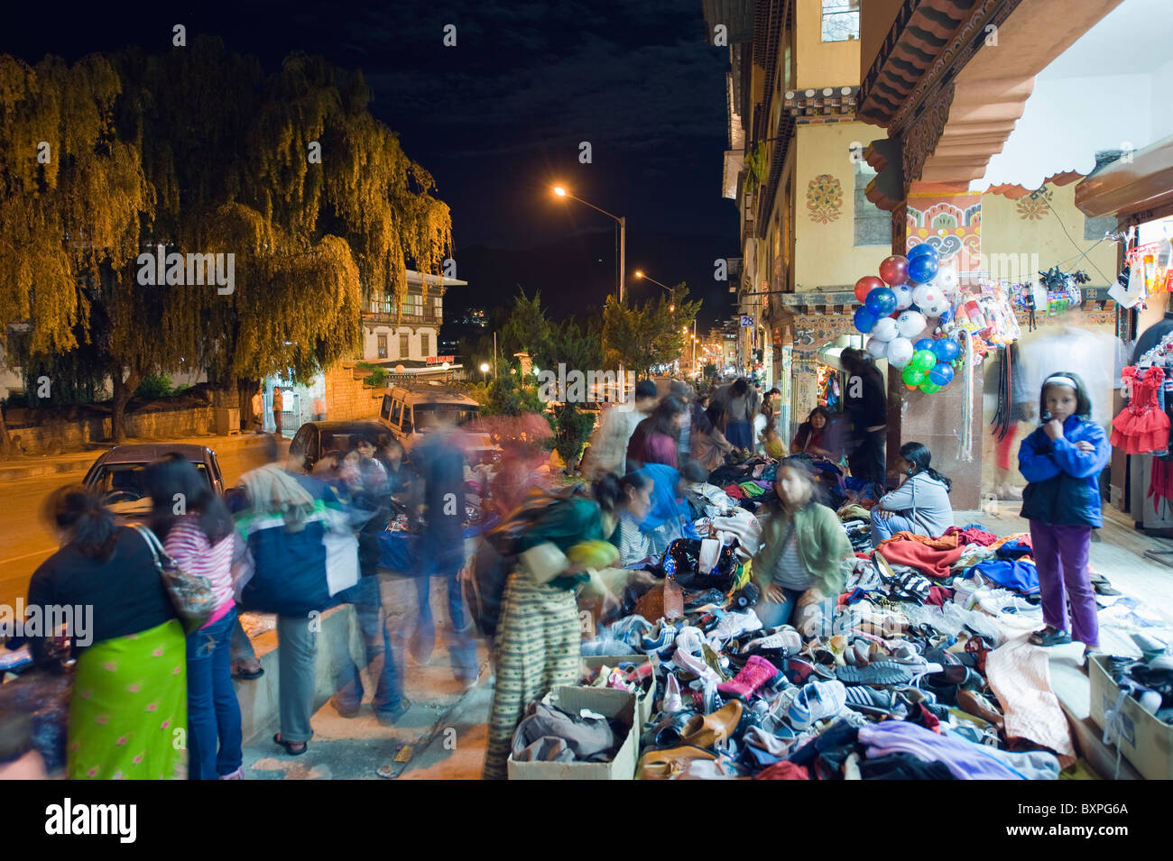 Periodo del festival street market, Thimphu (capitale), Bhutan, Asia Foto Stock