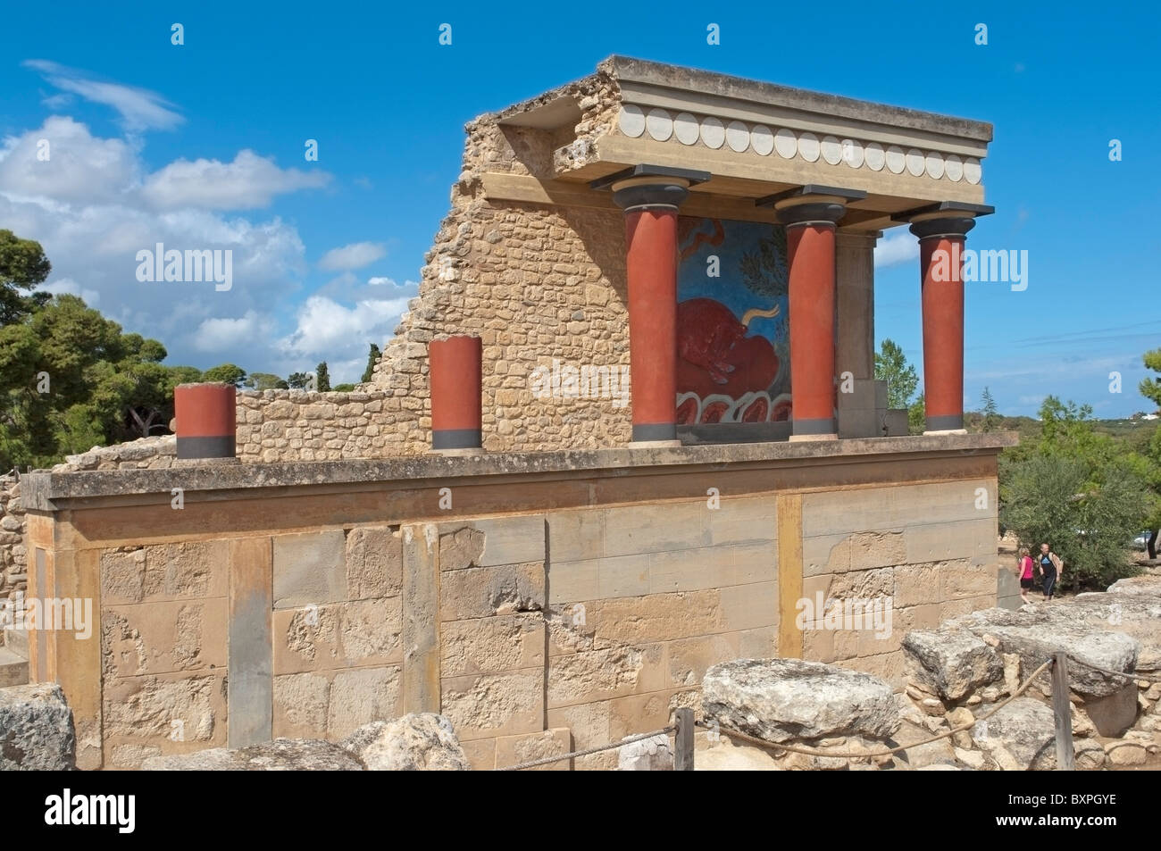 Parte del sito di scavo di Cnosso sull'isola greca di Creta, costruito dalla Minoan età del bronzo di civiltà. Foto Stock