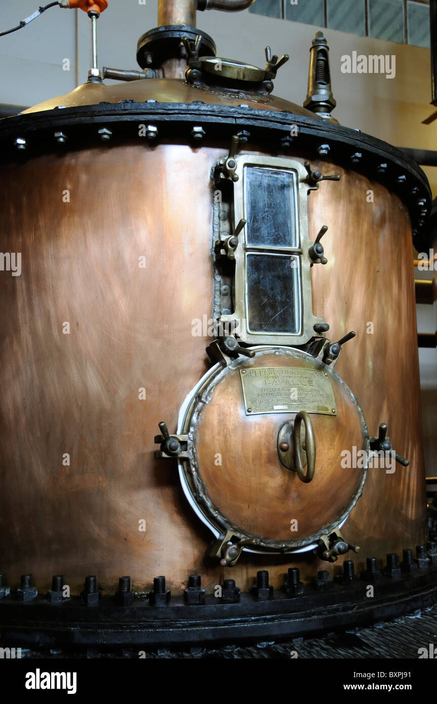 Van Ryan's Brandy distilleria in Vlottenburg Valley vicino a Stellenbosch Cape Province Sud Africa ancora in rame Foto Stock
