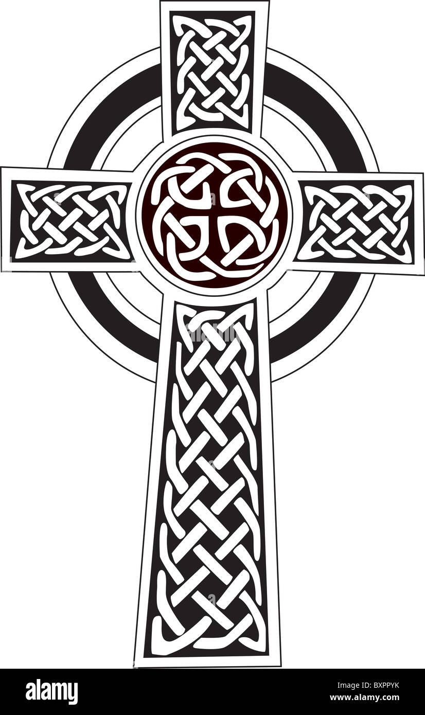 Complesso croce celtica simbolo grande per tattoo. Può essere completamente modificato e ridimensionato. Il vettore può facilmente cambiare i colori. I religiosi Foto Stock