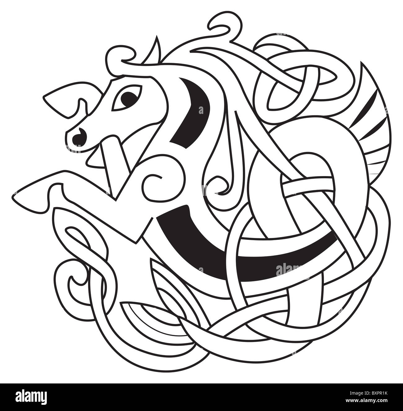Celtic cavallo - Simbolo di Unicorn. Ottimo per tatuaggio o di opere d'arte. Foto Stock