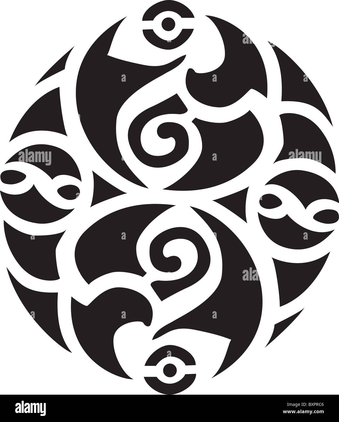 Abstract di nero design Irish-Celtic isolato su uno sfondo bianco. Foto Stock