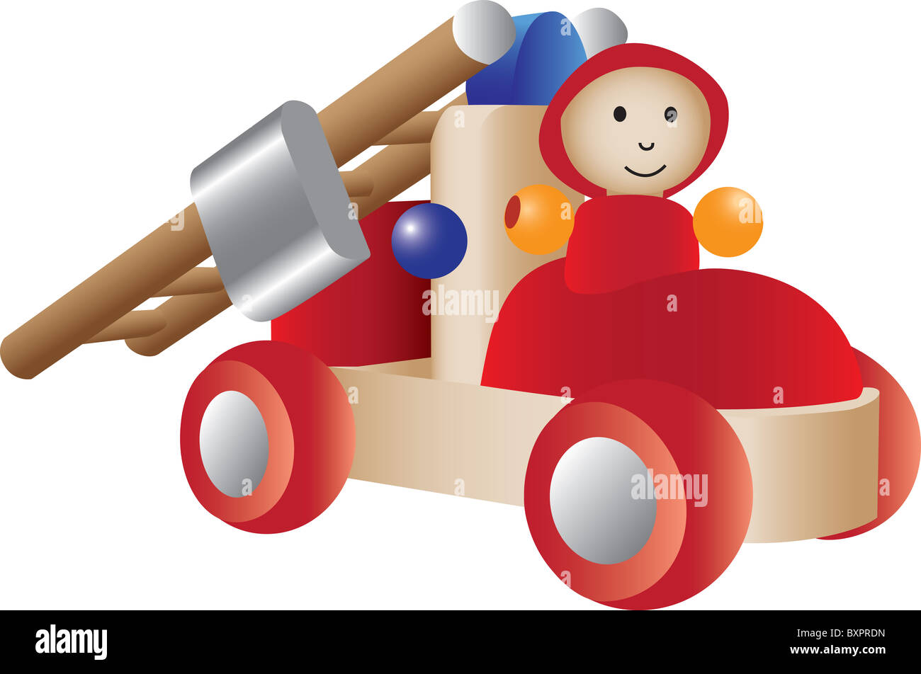 Una illustrazione di un giocattolo firetruck Foto Stock