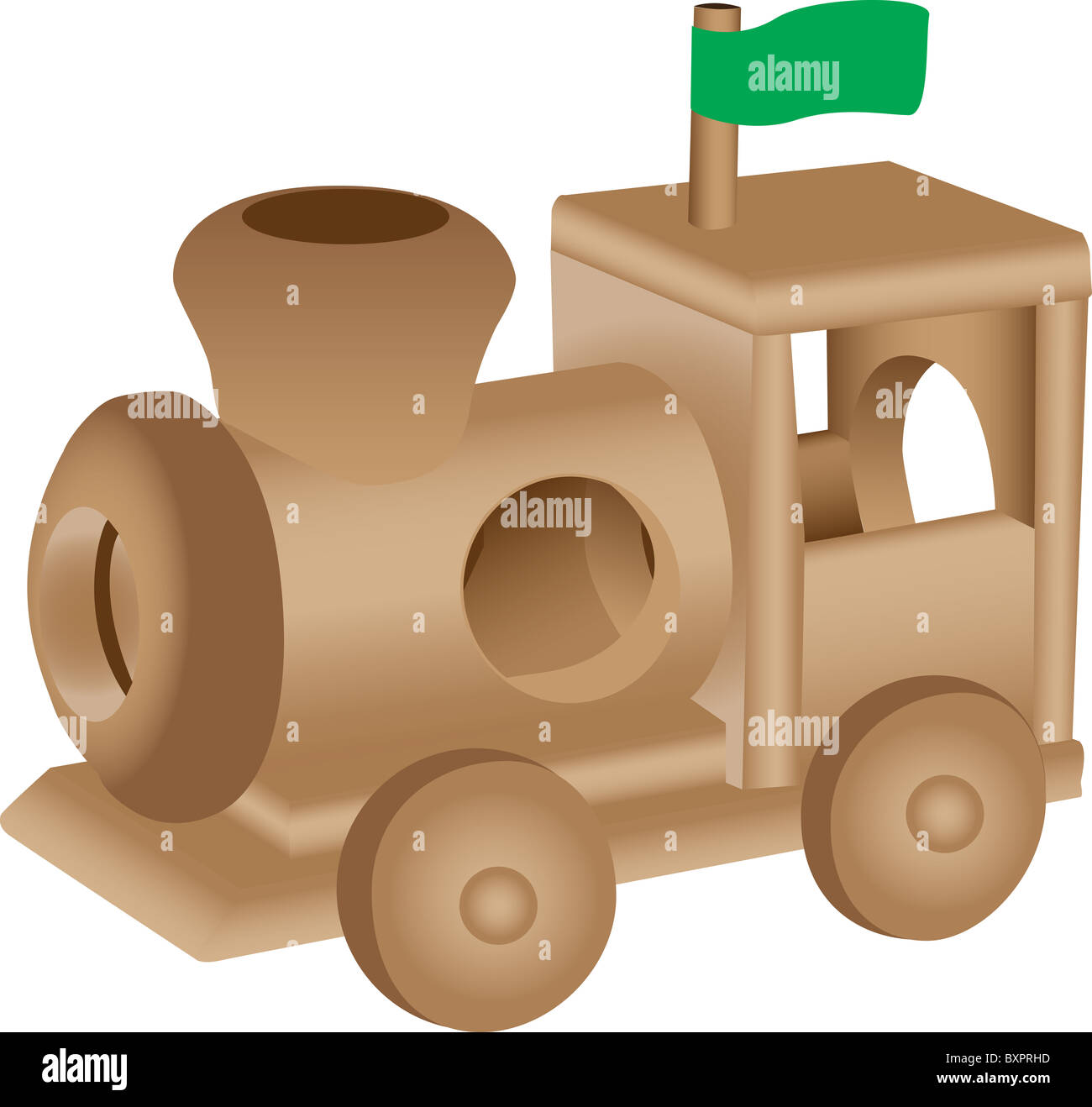 Una illustrazione di un giocattolo di legno treno. Foto Stock