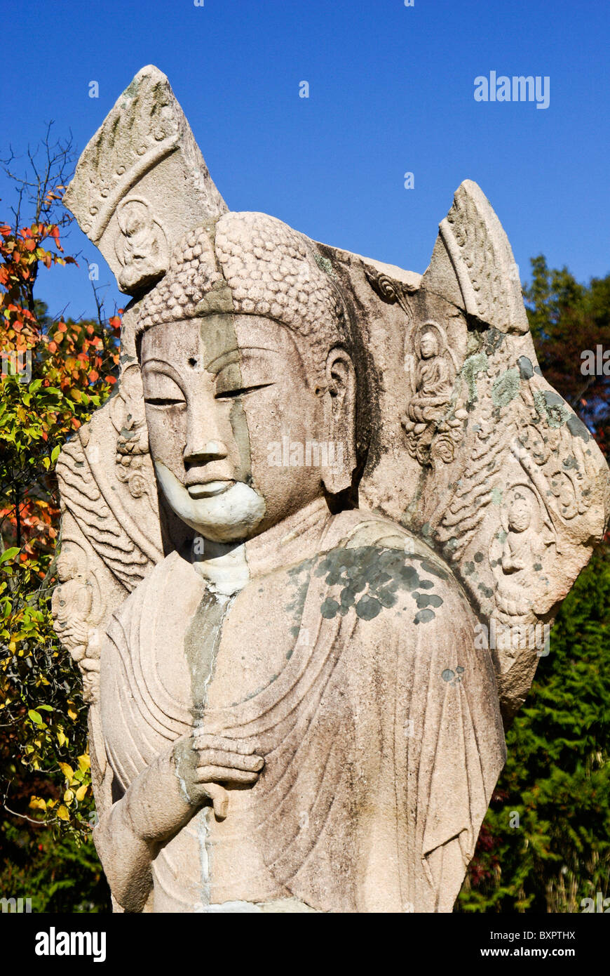 Pietra permanente di immagine del Buddha, Gyeongju Museo Nazionale, Corea del Sud Foto Stock