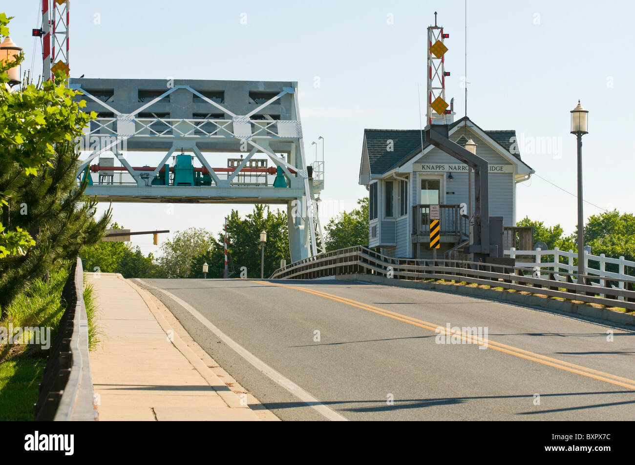 Knapps si restringe ponte levatoio, il ponte levatoio più trafficato negli Stati Uniti d'America,Tilghman Island, Talbot County, Maryland, Stati Uniti d'America Foto Stock