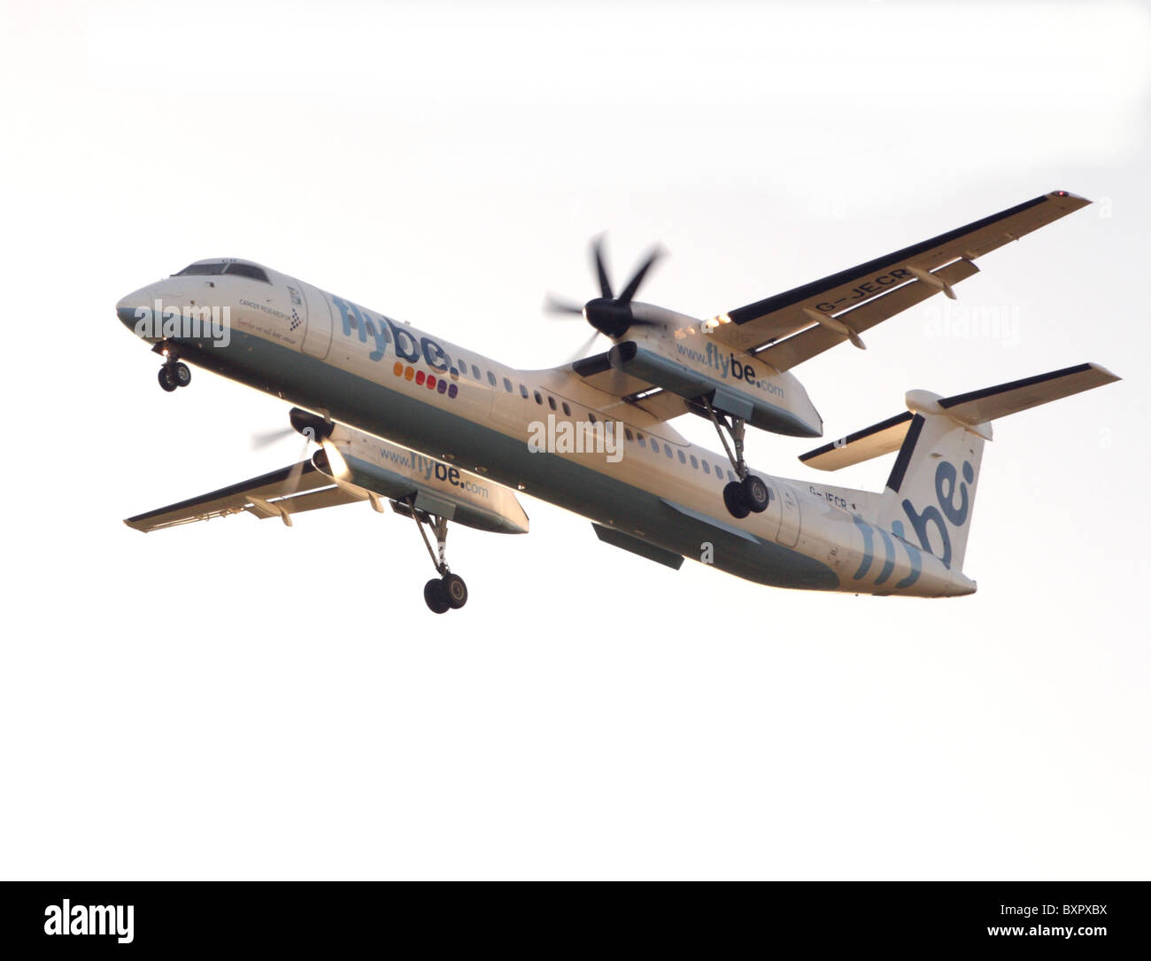 Flybe, passeggero aereo in volo, Gran Bretagna, 2010 Foto Stock