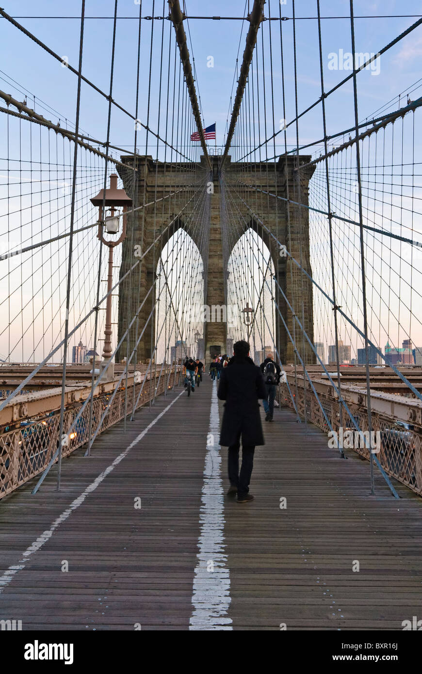 Il ponte di Brooklyn a New York Foto Stock