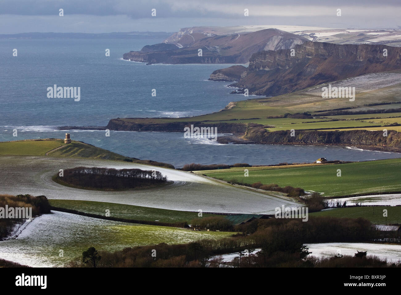 Clavell Torre Kimmeridge sopra baia sulla costa Purbeck. Dorset, Regno Unito. Foto Stock