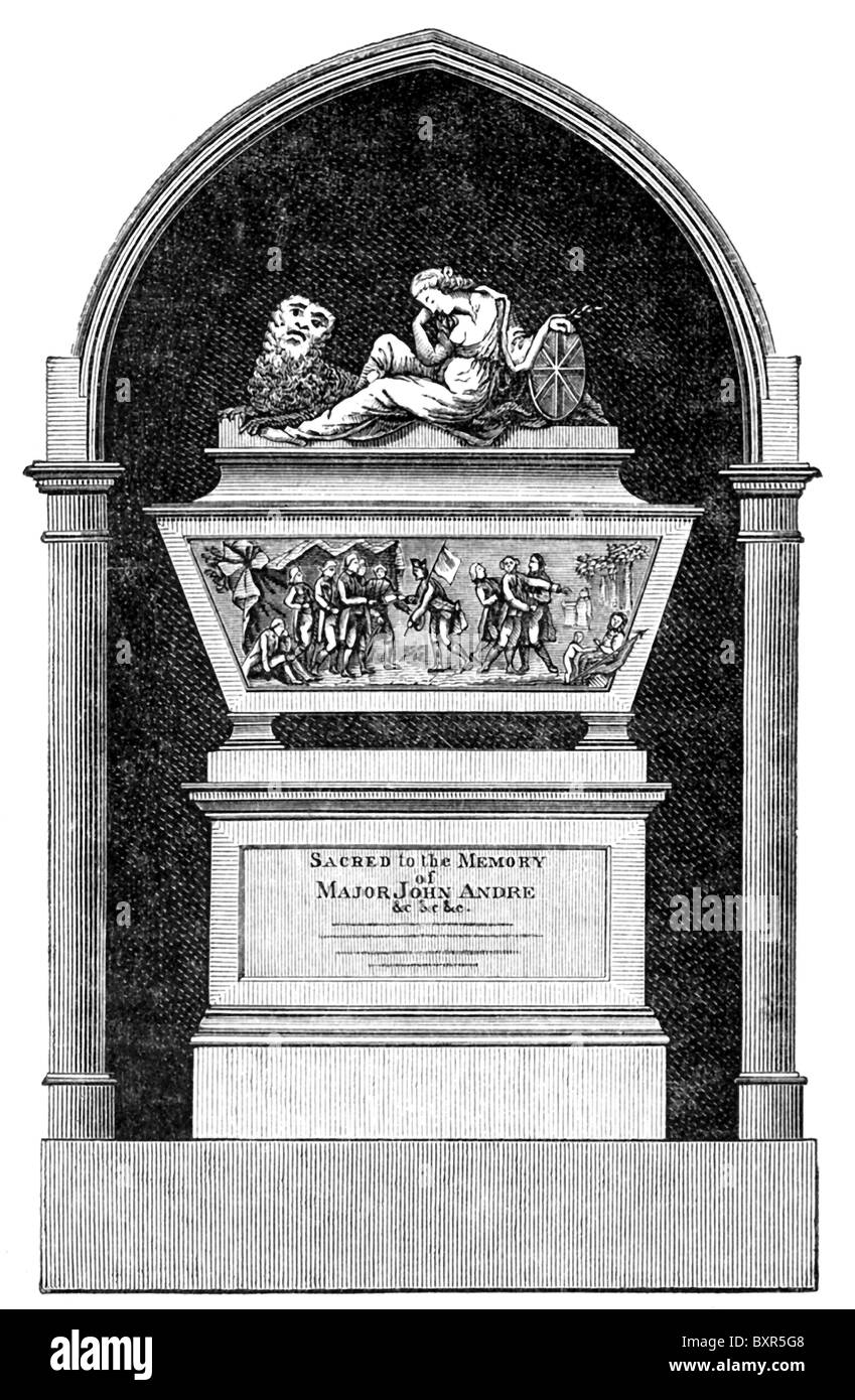 Il re George III commissionò questo monumento essere eretta in Abbazia di Westminster in onore di John Major Andre. Foto Stock