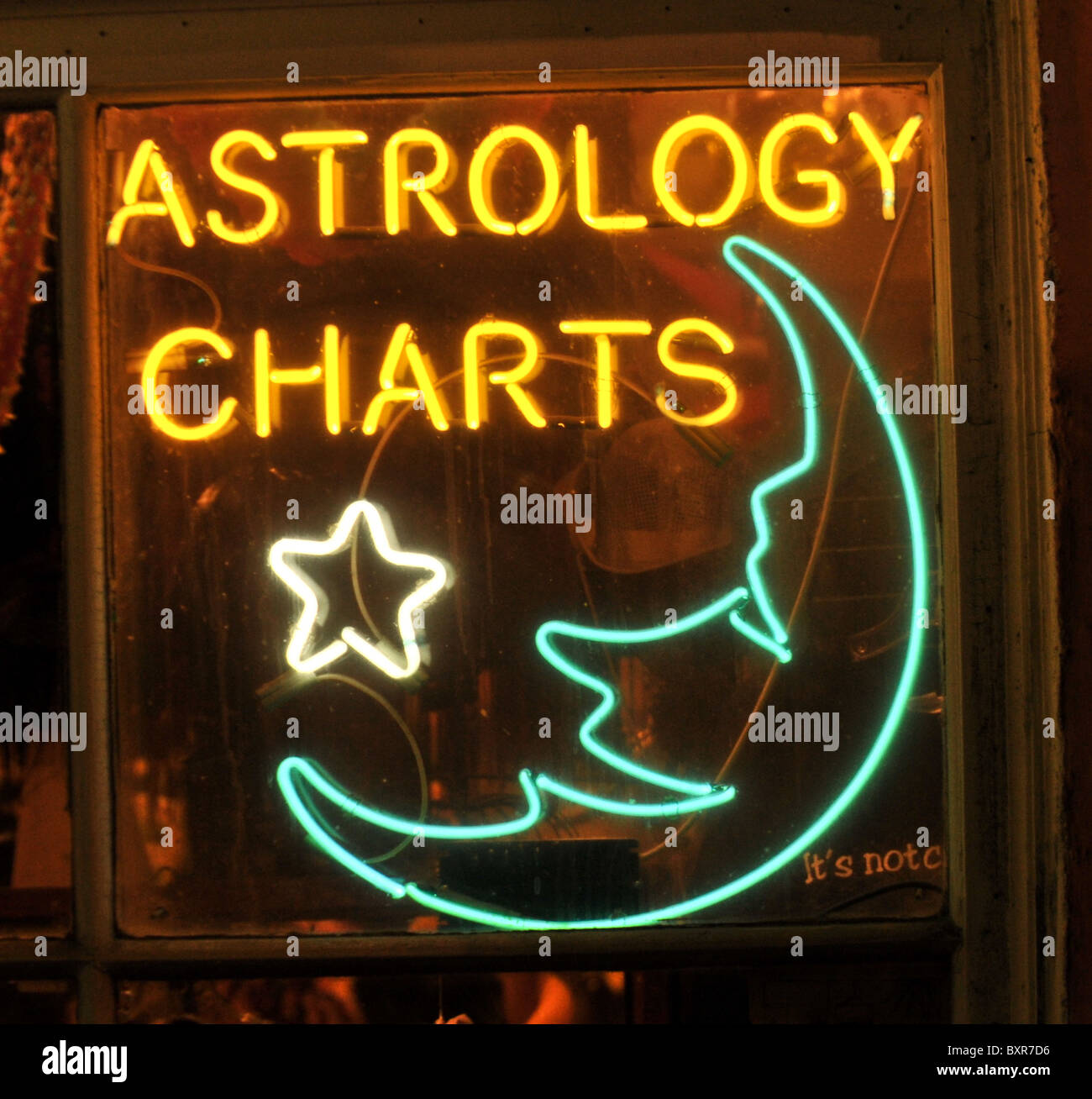 I grafici di astrologia' insegna al neon su Bourbon Street, Quartiere Francese, New Orleans, Louisiana Foto Stock