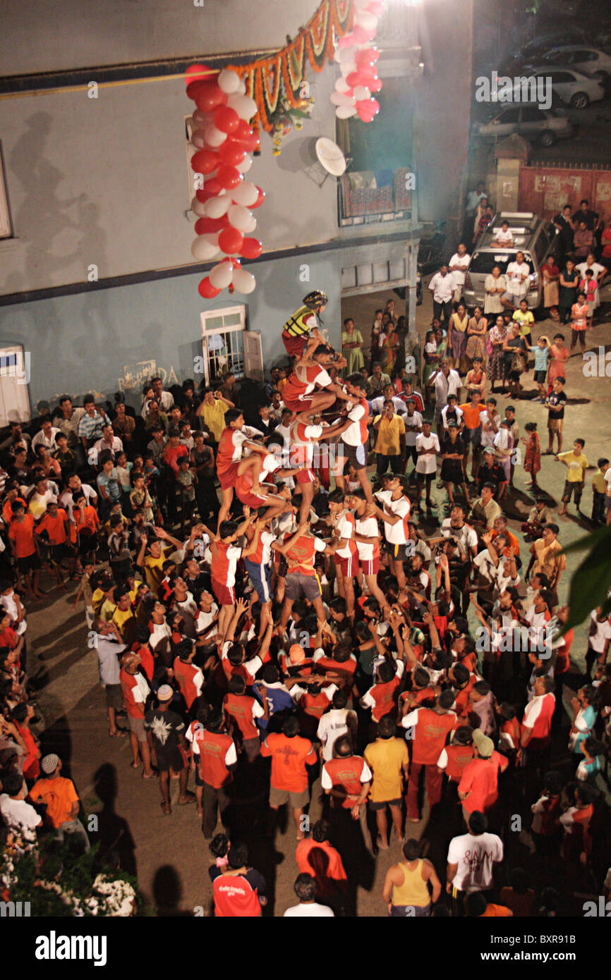 Dahi Handi celebrazioni Gokul Ashthami in Mumbai, Foto Stock