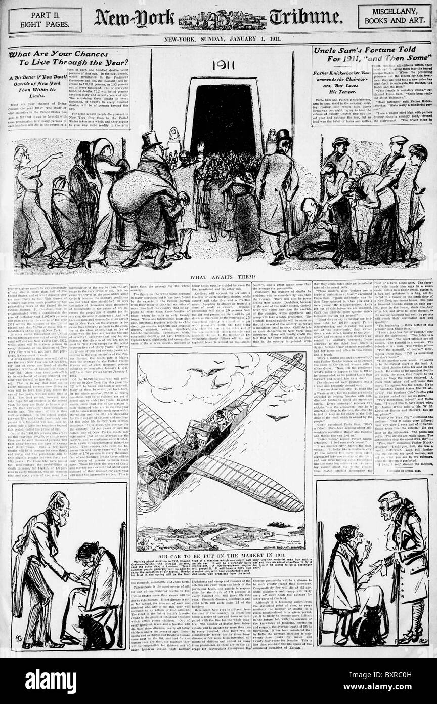 Pagina anteriore del New York Tribune domenica 1 gennaio 1911. Foto Stock