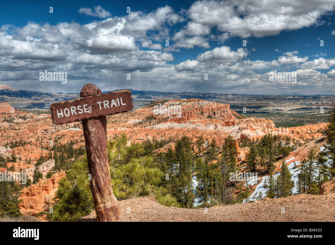 Immagine hdr di segno al Parco Nazionale di Bryce Canyon, Utah Foto Stock