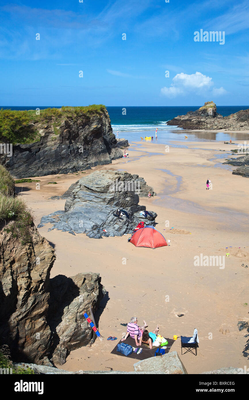 Quies Bay, North Cornwall, Regno Unito Foto Stock