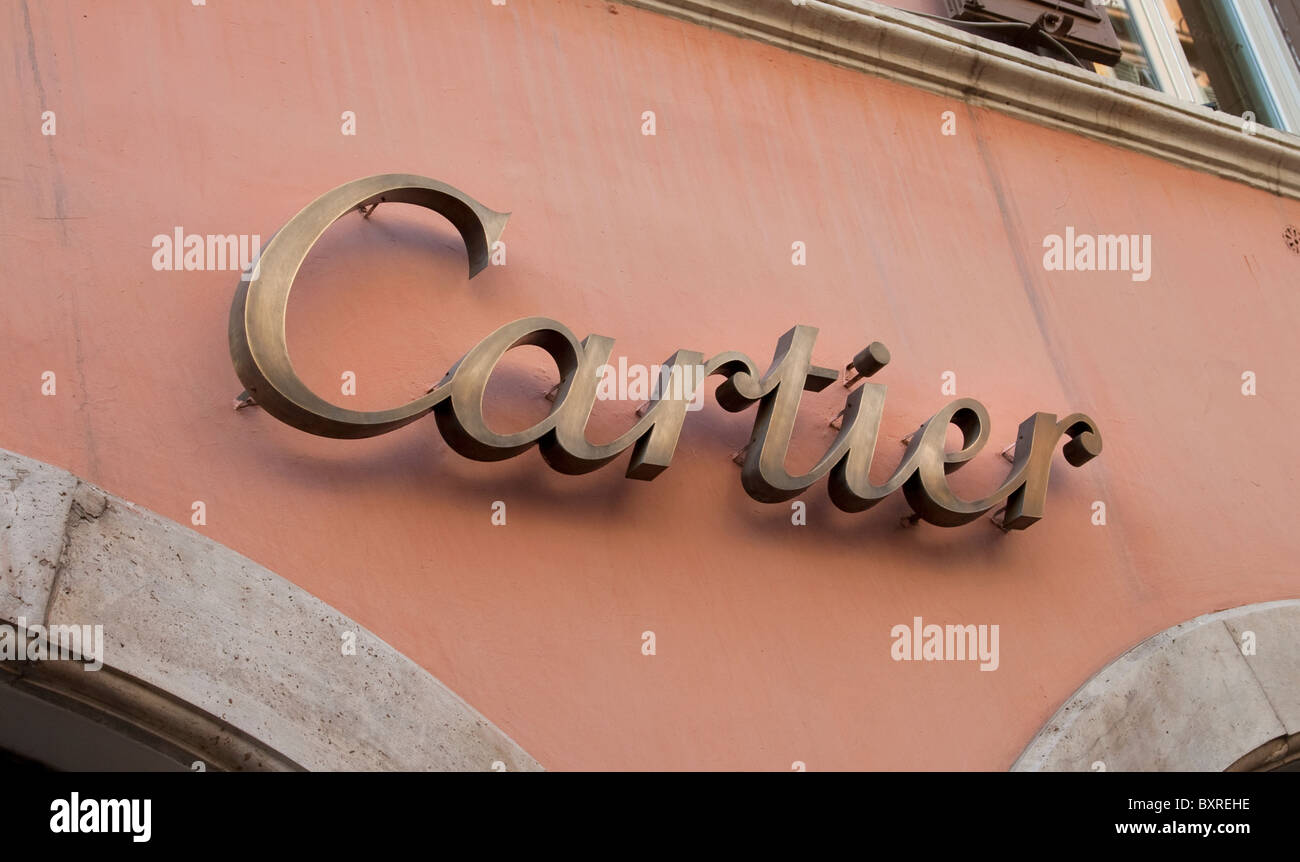 Cartier segno sulla Via dei Condotti, Roma, Italia Foto Stock