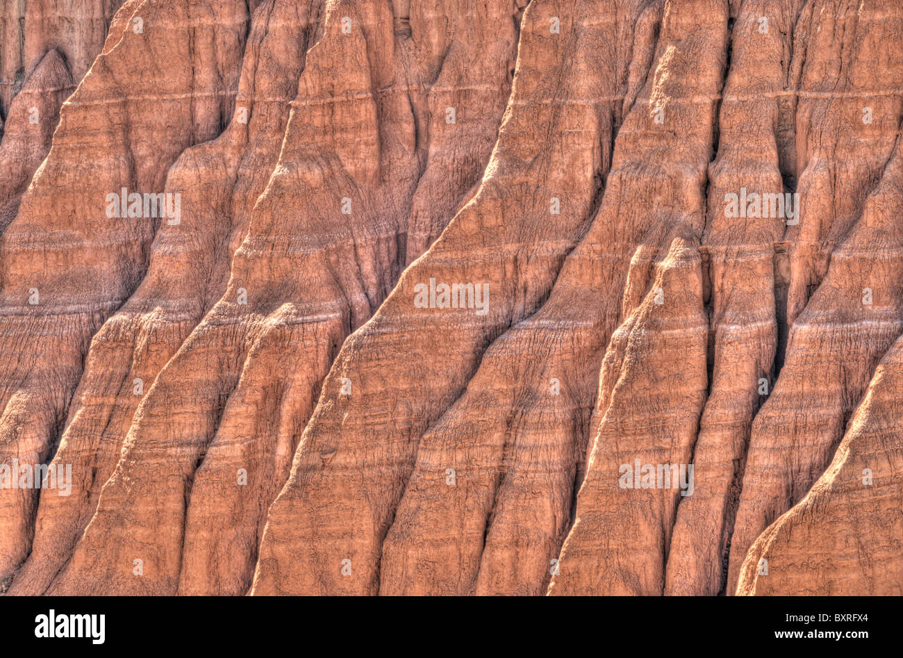 Immagine hdr di erosione in pietra arenaria rossa nella valle della Cattedrale, Capitol Reef National Park nello Utah Foto Stock