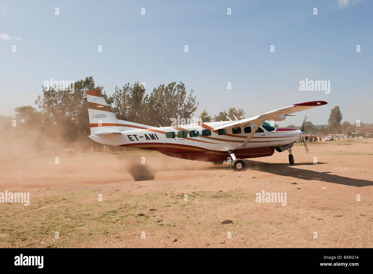 Jinka pista di atterraggio per aerei, Omo River Valley, Etiopia, Africa Foto Stock