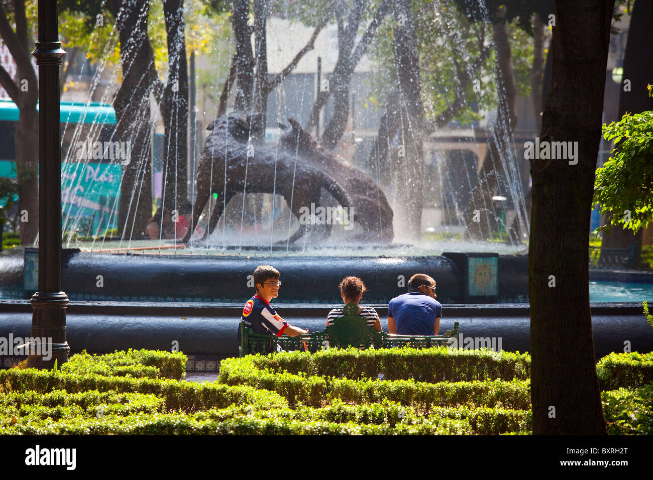 Jardín Centenario, Plaza Hidalgo, Coyoacan, Città del Messico, Messico Foto Stock