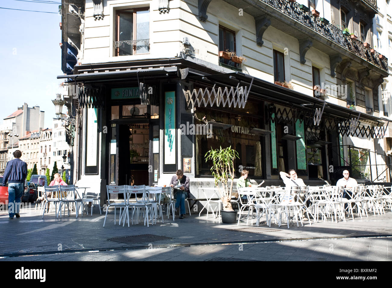 Cafe Fontainas a Bruxelles, Belgio, Europa Foto Stock