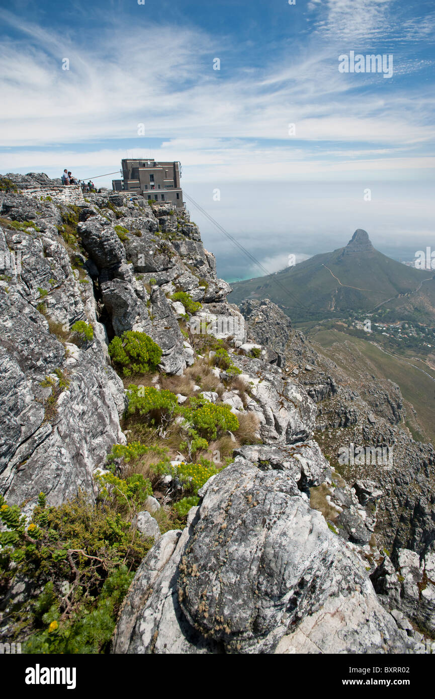 La Montagna della Tavola superiore la stazione della funivia, Cape Town, Sud Africa Foto Stock