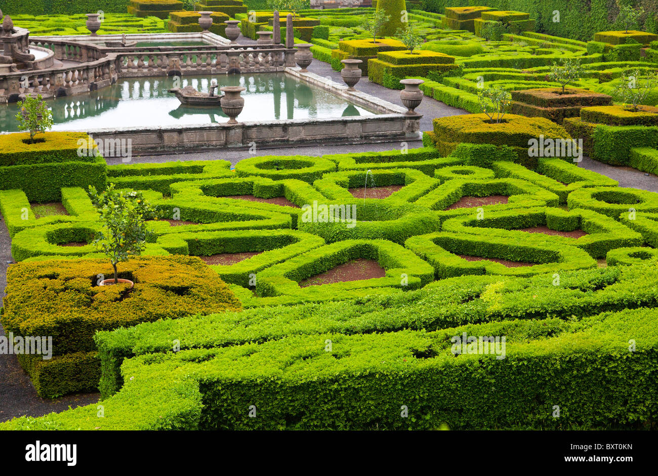 Giardino italiano, Villa Lante di Bagnaia, Lazio, Italia Foto Stock