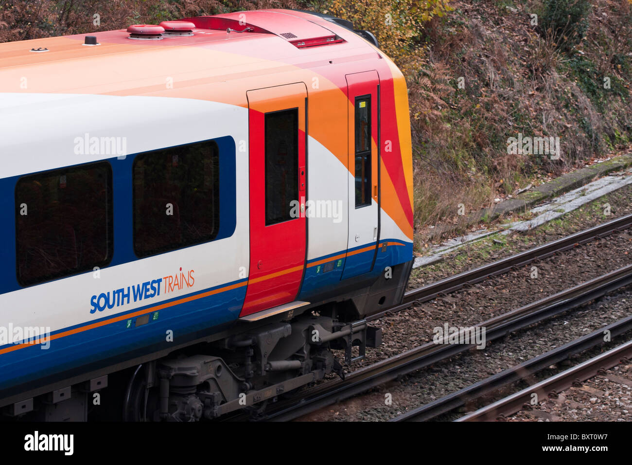 A sud ovest di treno diesel, sezione anteriore, Bournemouth Dorset, Inghilterra, Regno Unito. Foto Stock