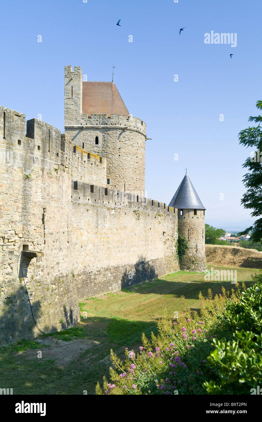 Le Chateau de Carcassone Languedoc Rousillon Francia Foto Stock