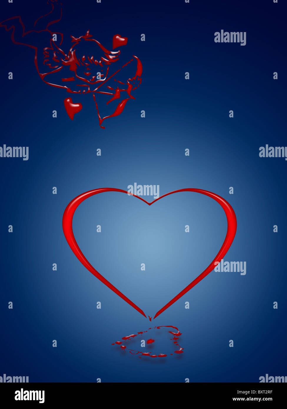 San Valentino icona 3d, arco cupido e freccia con il cuore Foto stock -  Alamy