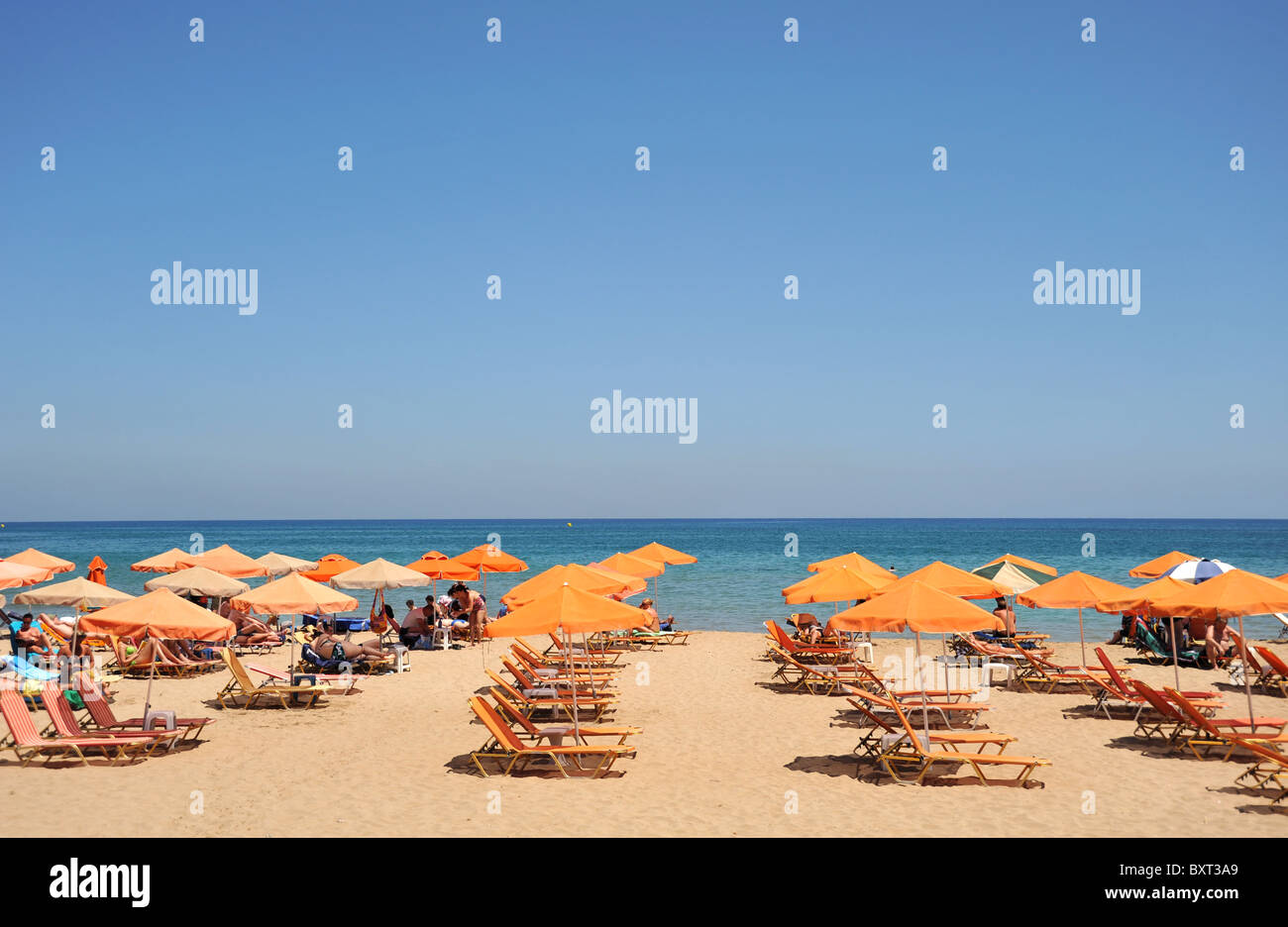 La spiaggia di Stalis o Stalida, Creta, Grecia Foto Stock