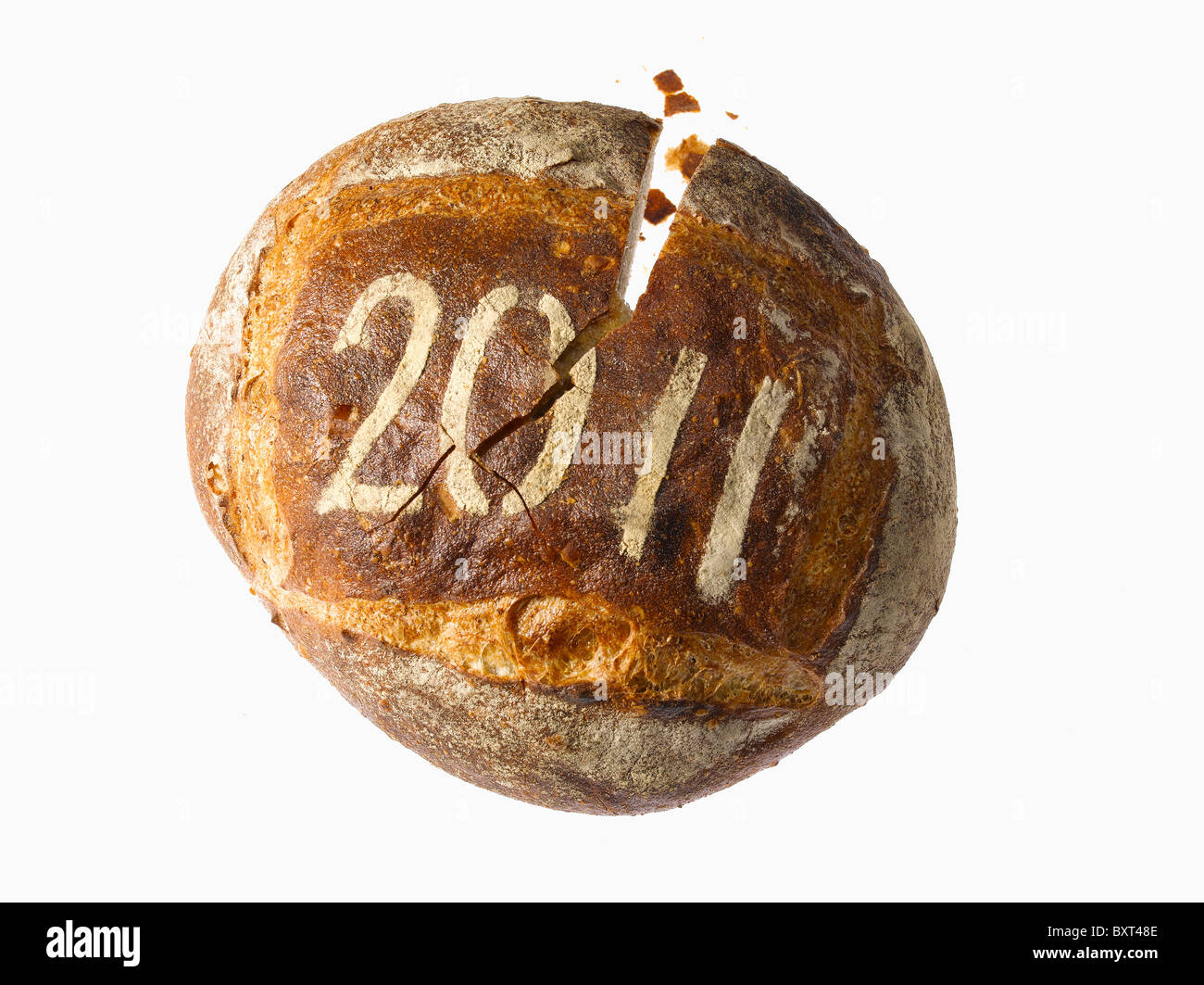 Pagnotta di pane spolverata con l'anno 2011 Foto Stock