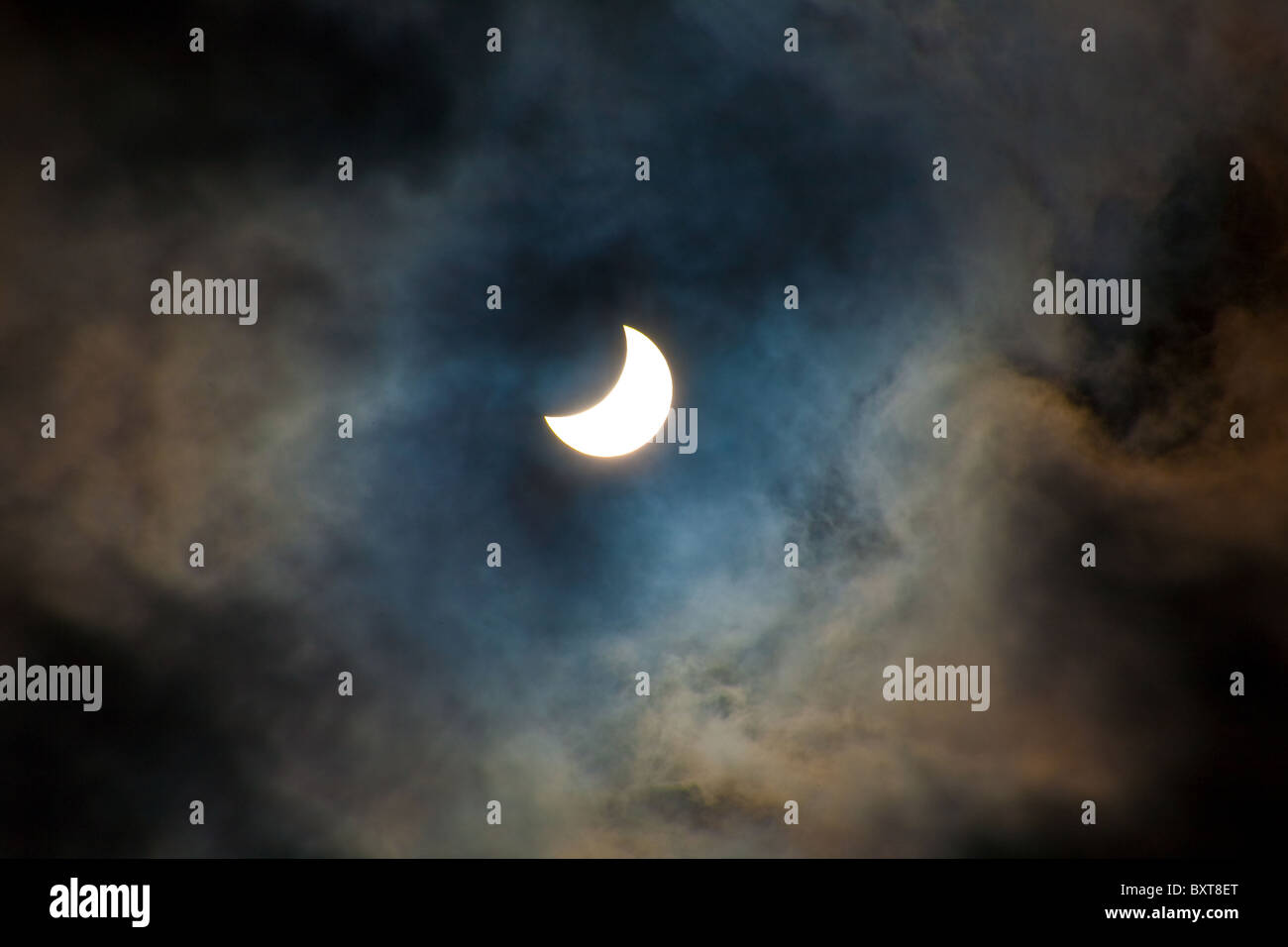 Parziale eclissi solare Foto Stock