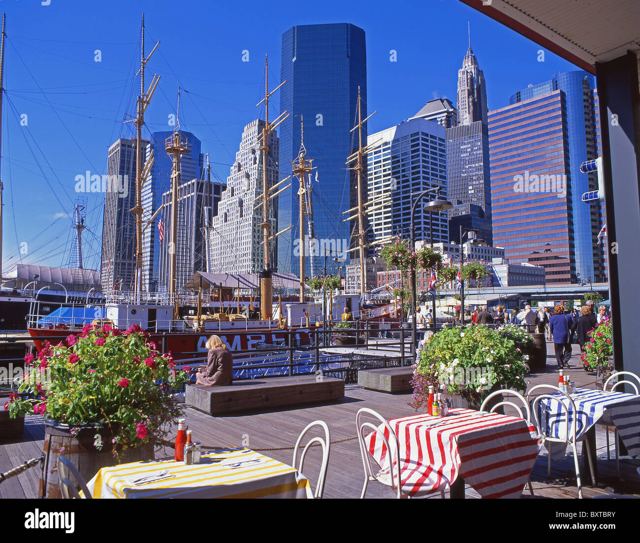 South Street Seaport, Manhattan, New York, nello Stato di New York, Stati Uniti d'America Foto Stock