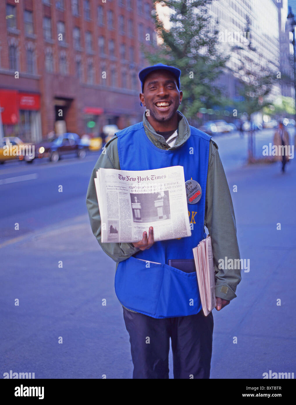 New York Times street venditore, Manhattan, New York, nello Stato di New York, Stati Uniti d'America Foto Stock