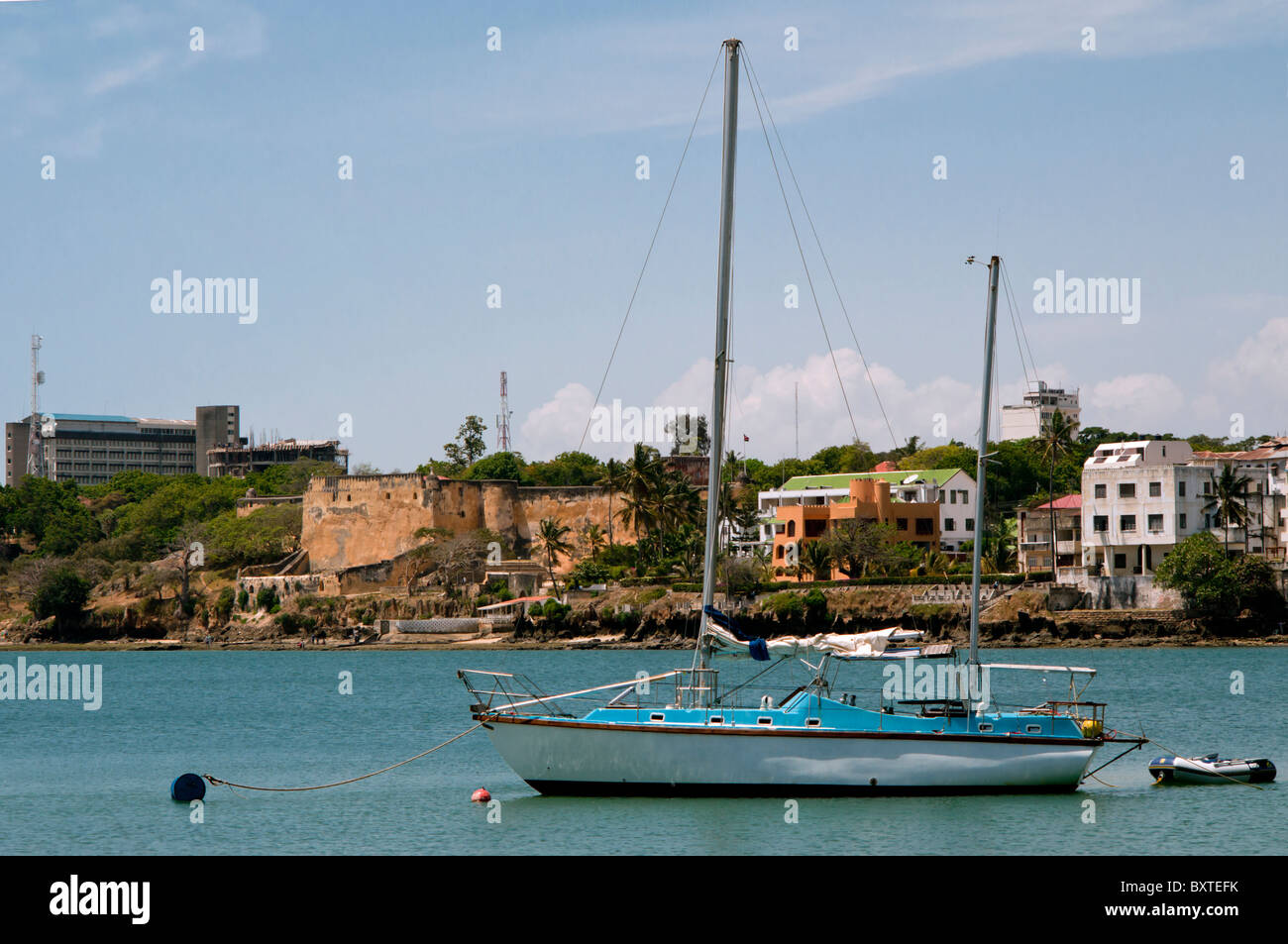 Africa orientale, Kenya Mombasa Waterfront con Fort Jesus Foto Stock