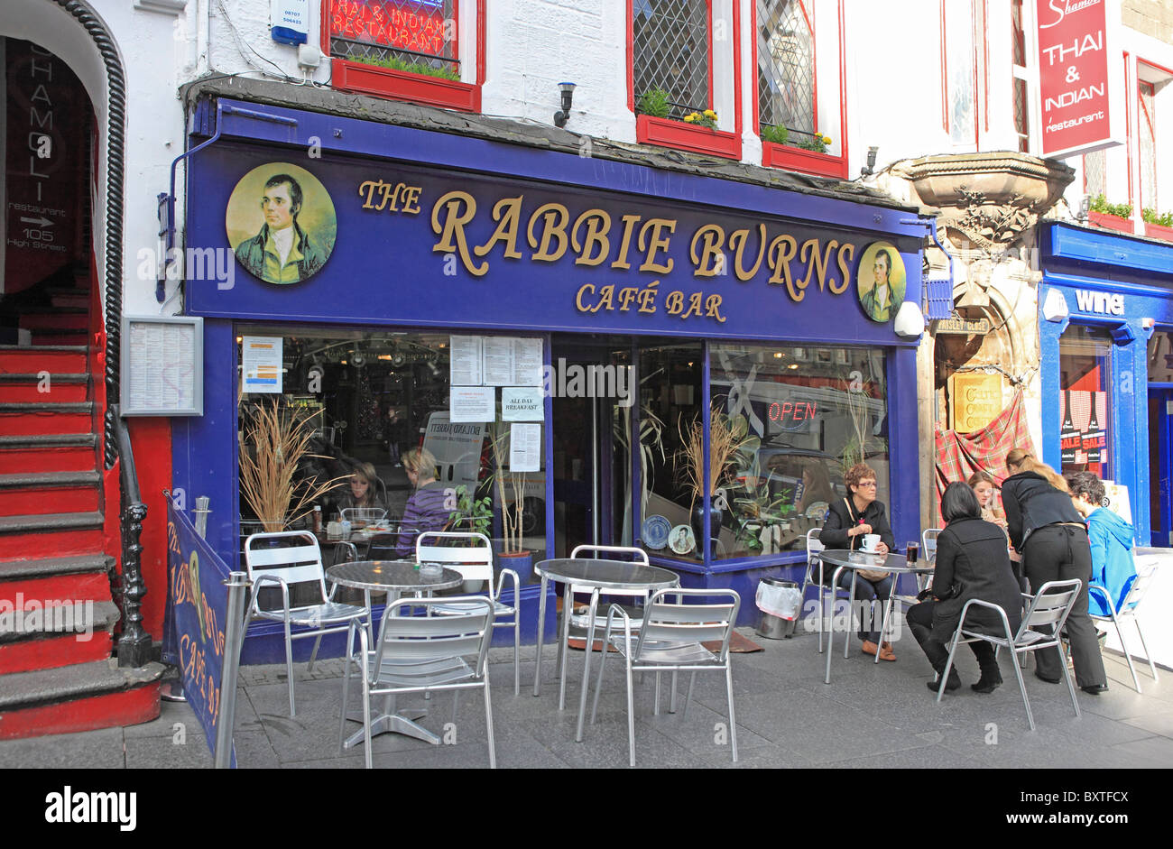 Di Edimburgo, il Royal Mile, Robbie Burns Cafe Foto Stock