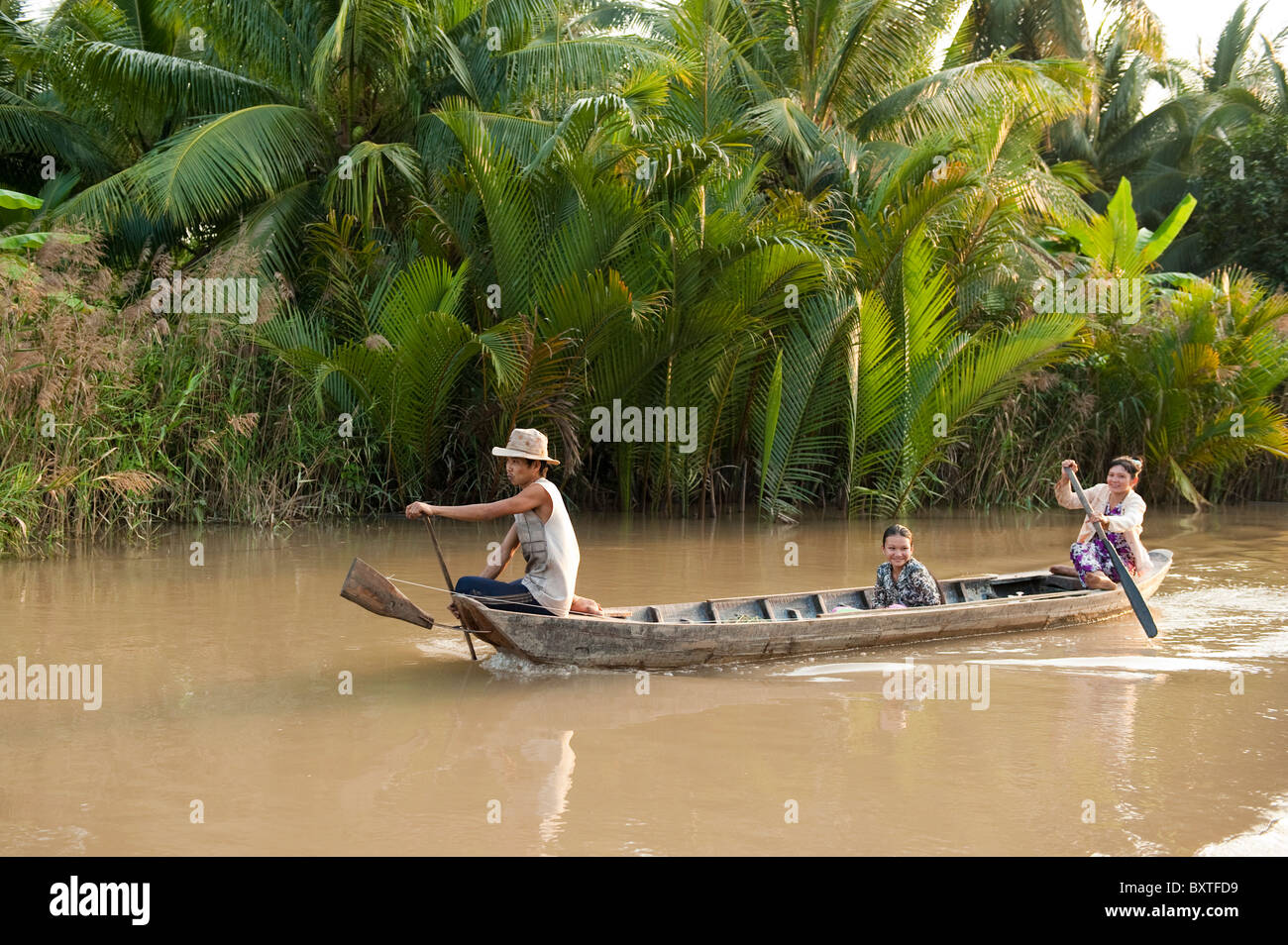 Canoa sul Delta del Mekong, Ben tre, Vietnam Foto Stock