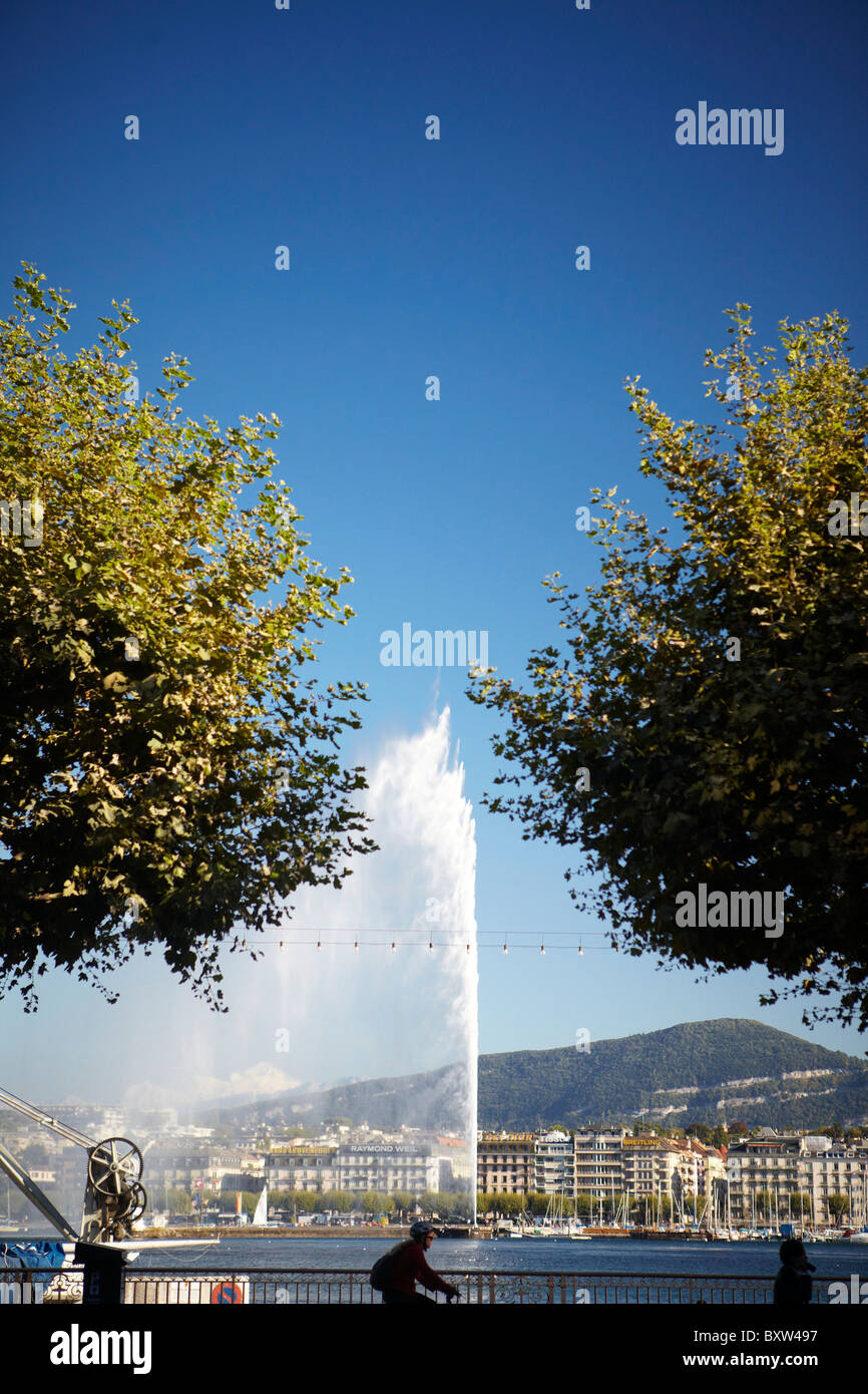 Il Getto De Eau a Ginevra in Svizzera, Europa. Foto Stock