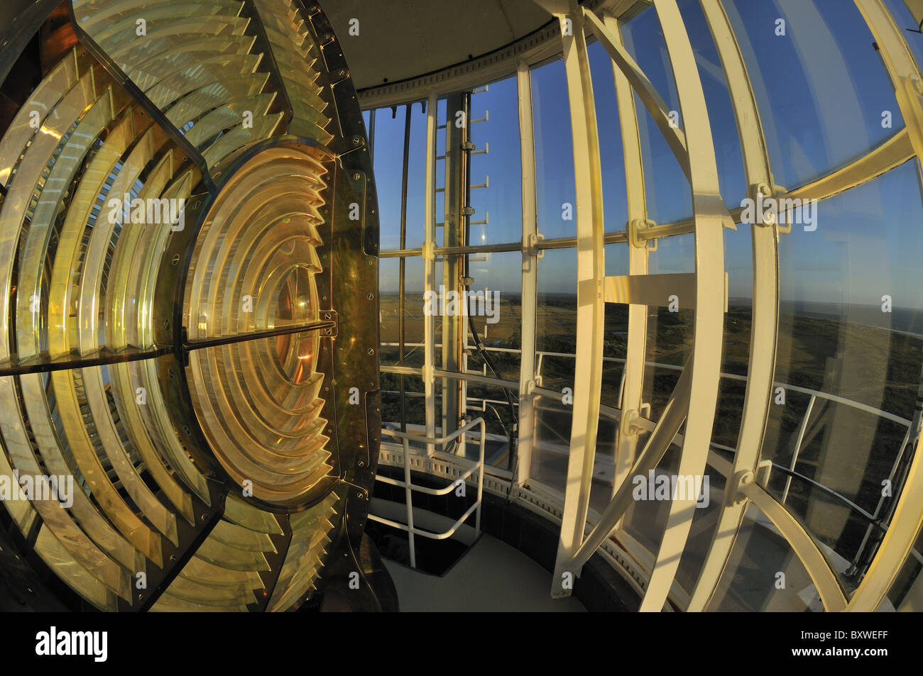 Lente di Fresnel in un faro Foto Stock