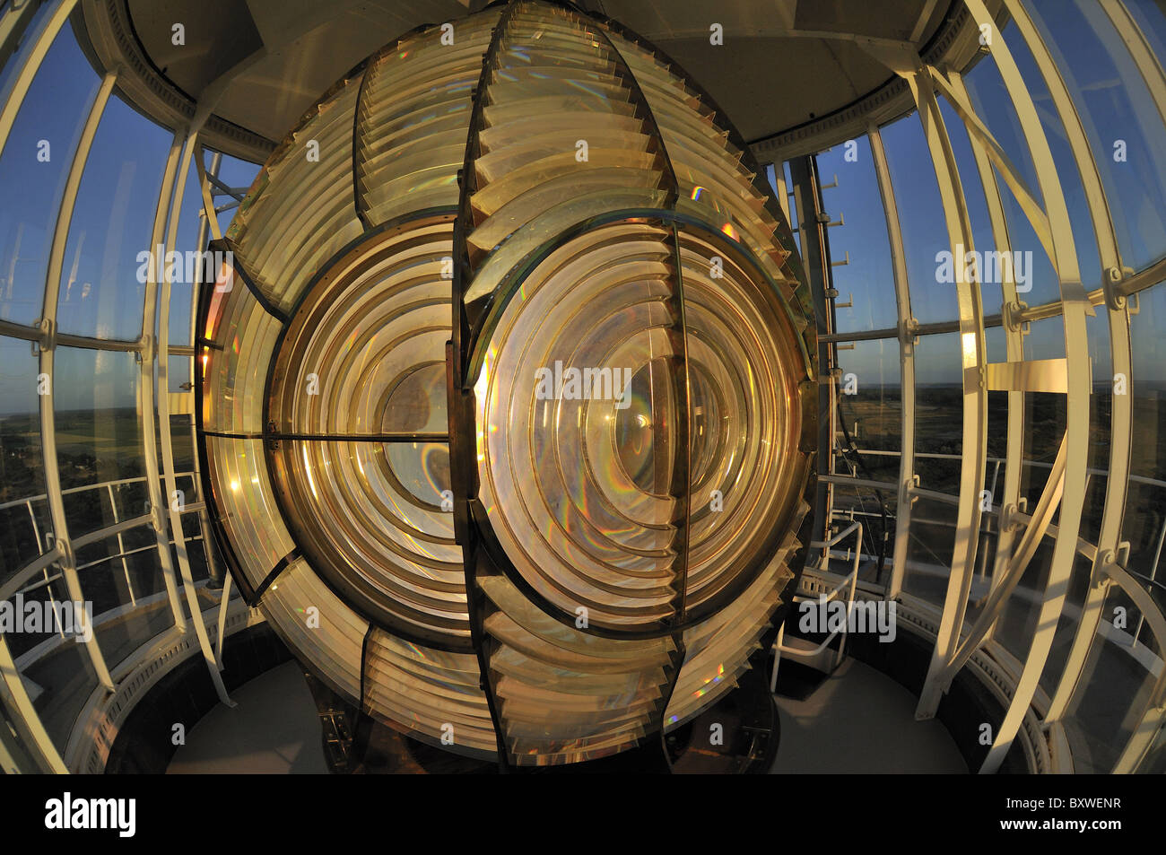Lente di Fresnel in un faro Foto Stock