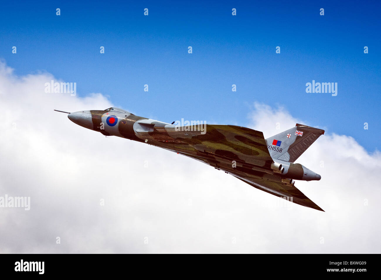 Avro Vulcan B. 2 ala a delta in regime subsonico V- Bomber xh558 G-VLCN Foto Stock