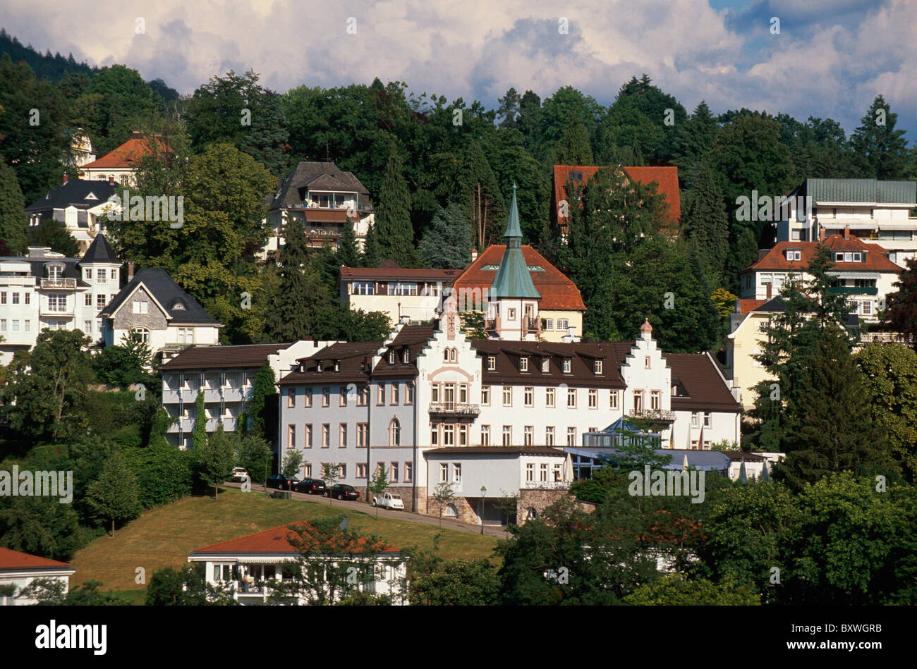 Vista dal Neues Schloss, Baden-Baden, Germania Foto Stock